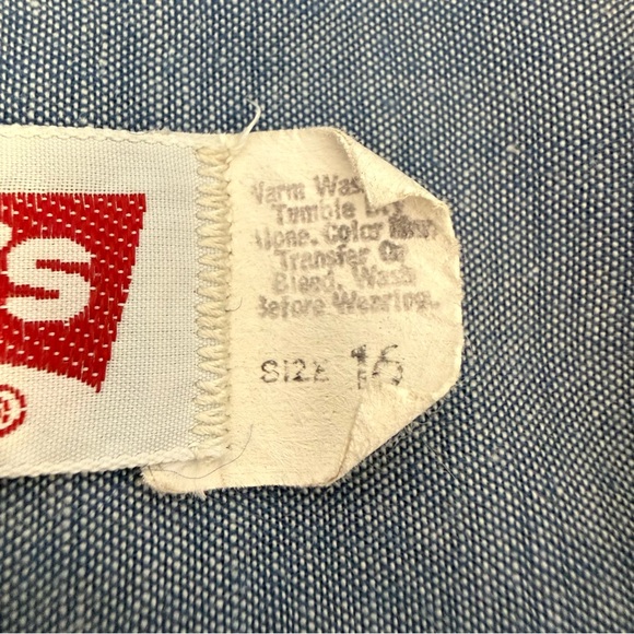 Vintage Levi's Orange Tab Hand Embroidered Button Up Chambray Shirt Bald Eagle - Picture 7 of 15